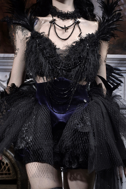 Gothic Gorgeous Glitter Tulle Top