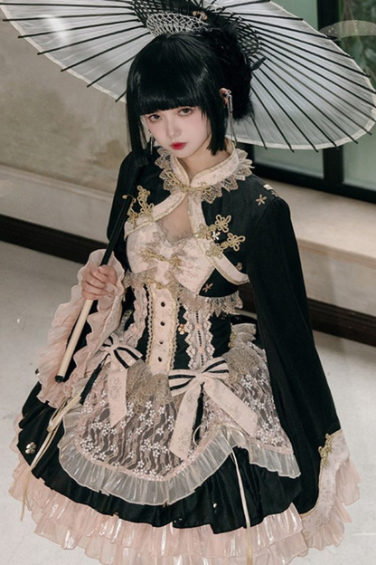 Chinese Sweet Jumper Skirt + Shawl