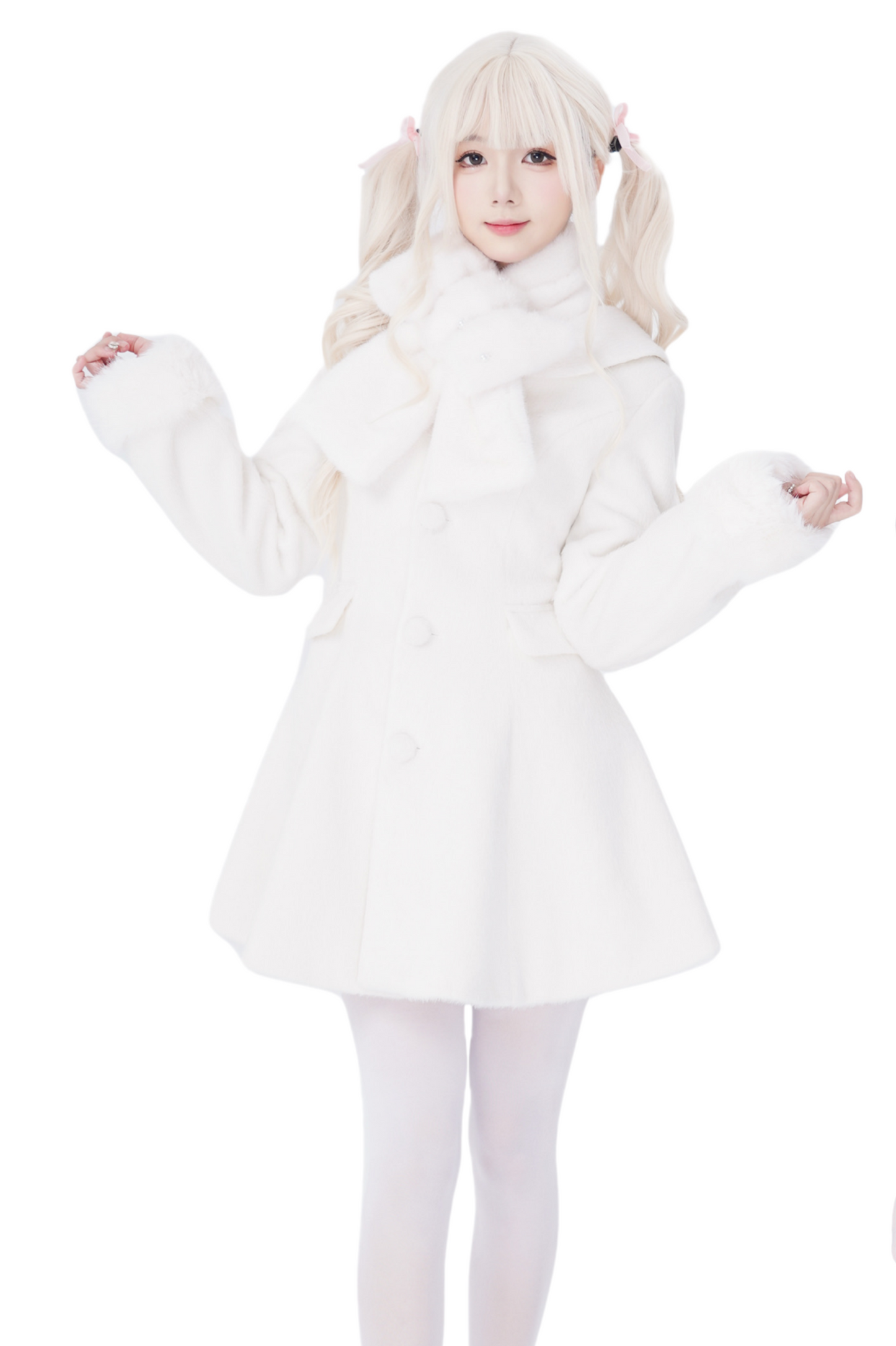 Sweet Imitation Fox Fur Girl Coat