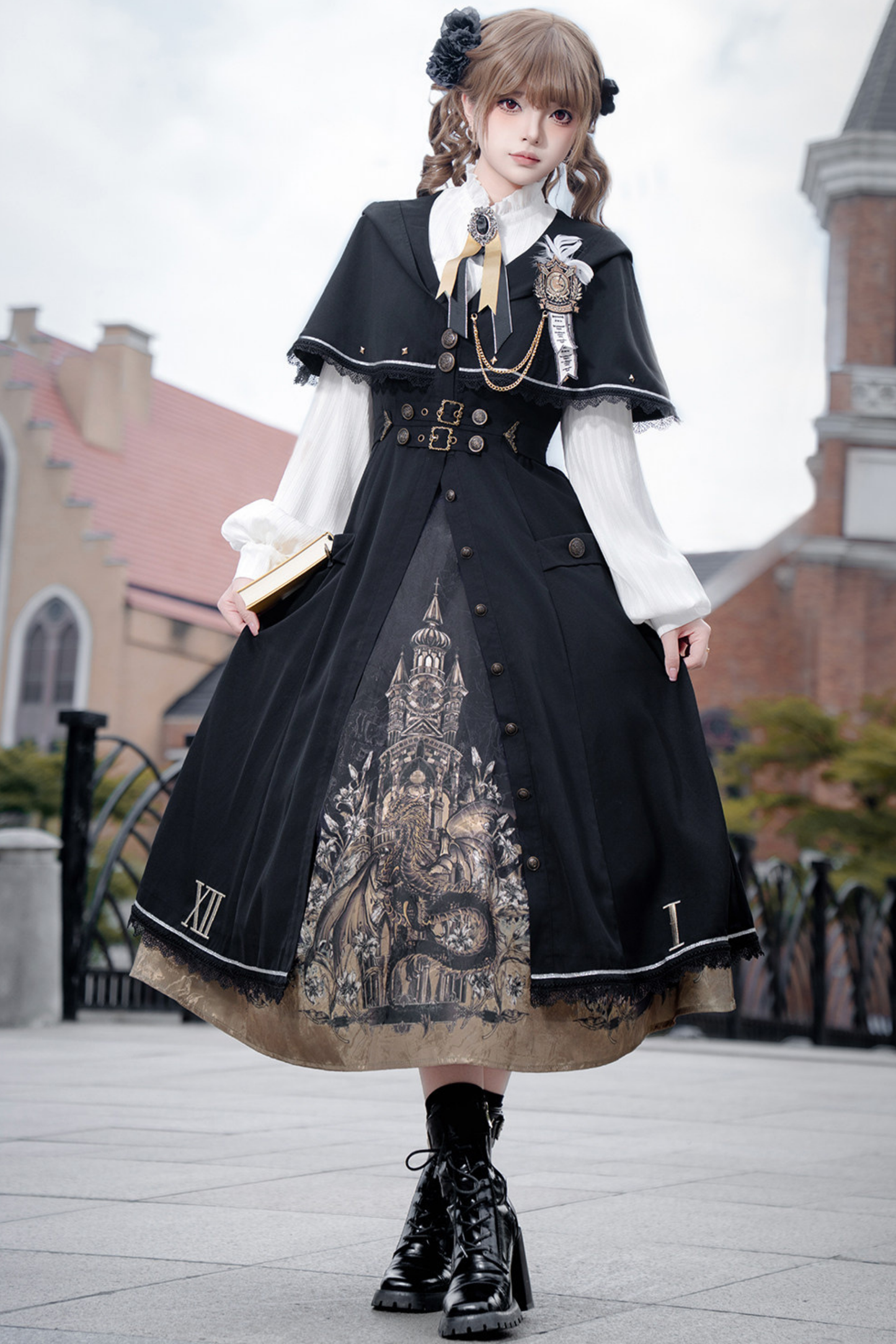 ドラゴンアリアロリータケープコート+トップス+スカート