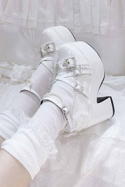 クロスベルトデザインシャイニーシューズ