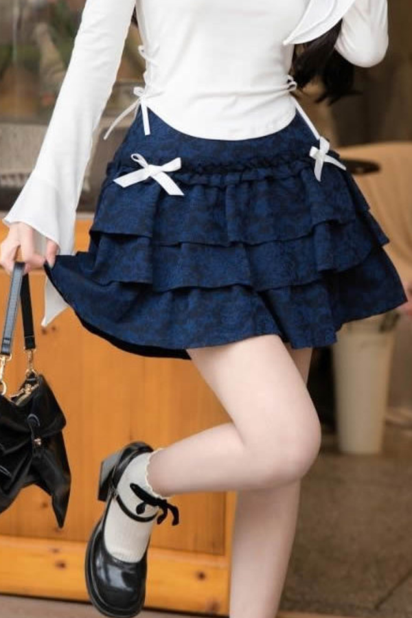 エレガントオフショルダートップス＋リボンスカート