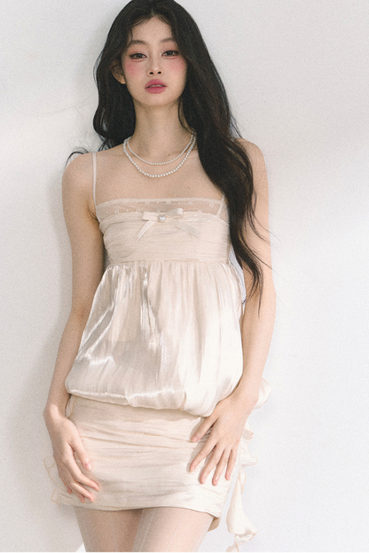 クリームロールノースリーブトップス+タイトスカート