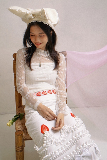 Cherry Jacquard Turtleneck Top