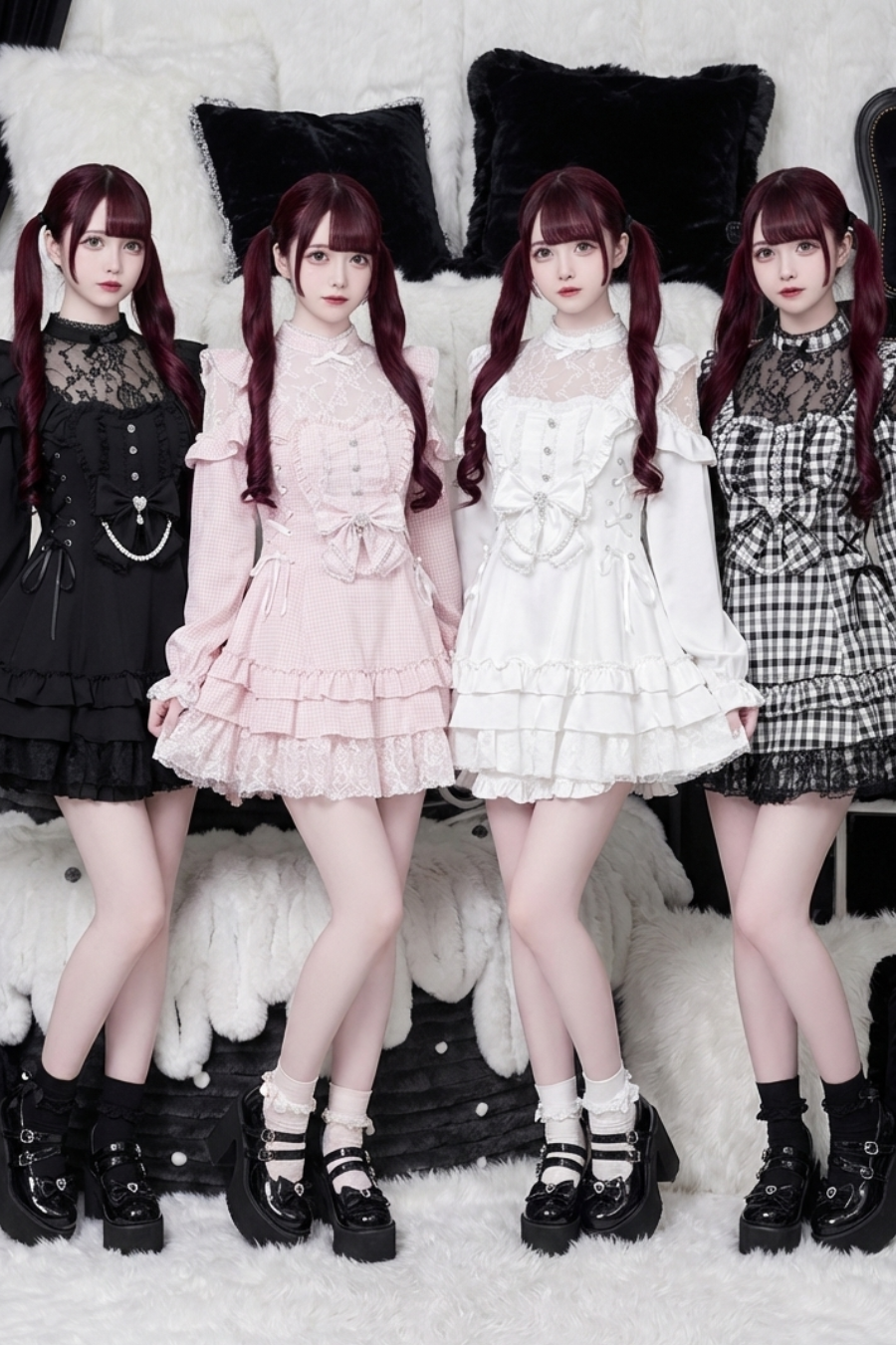 [Pre-order Deadline: April 22] Sweet and Gothic Floral Lace Ruffle Ribbon Dress Suit Full Set