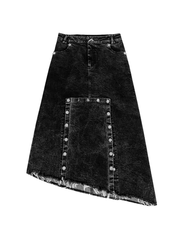 Design Denim Detachable Irregular Half Skirt
