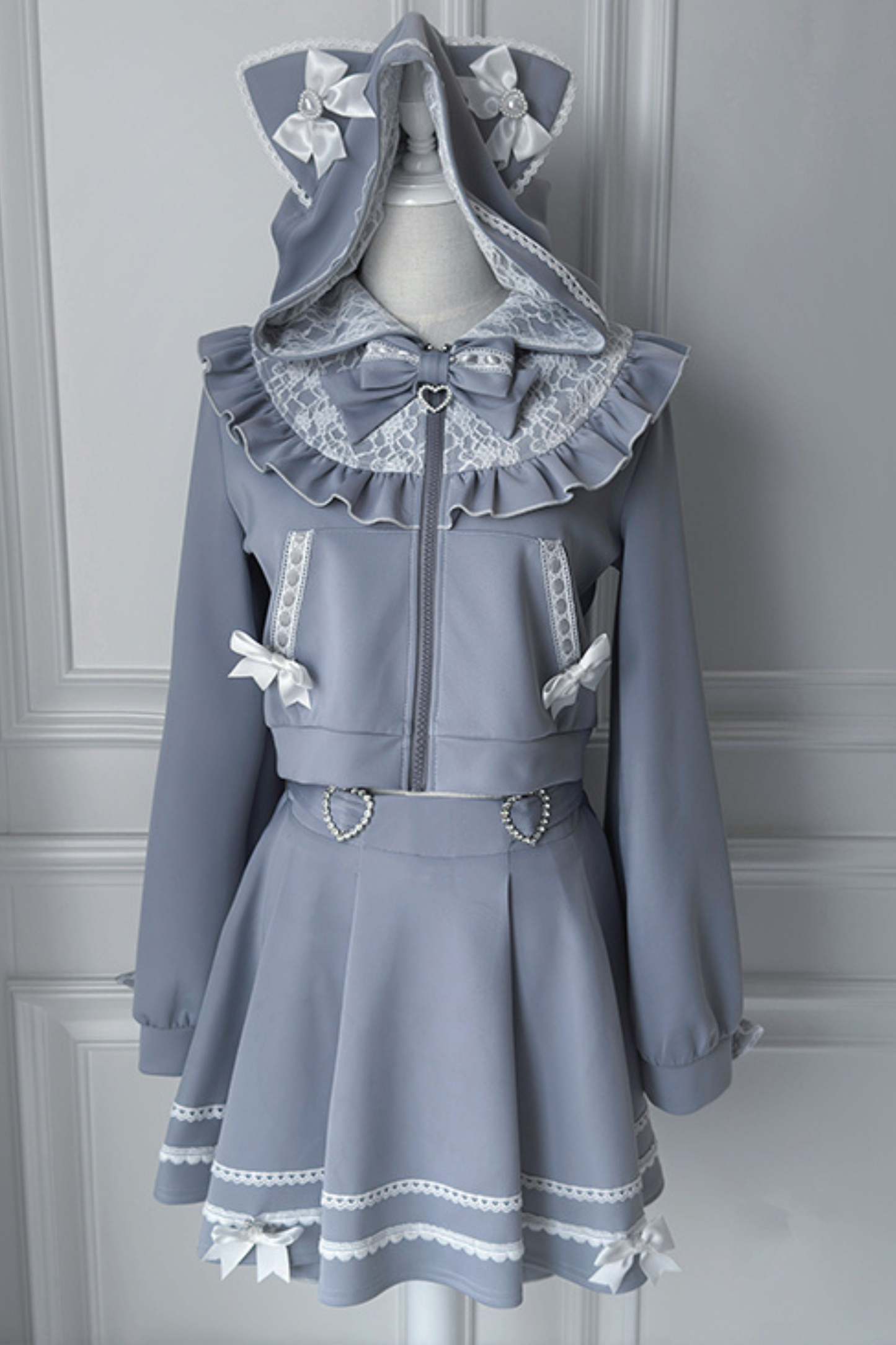 猫耳ダークフードパーカー+スカート