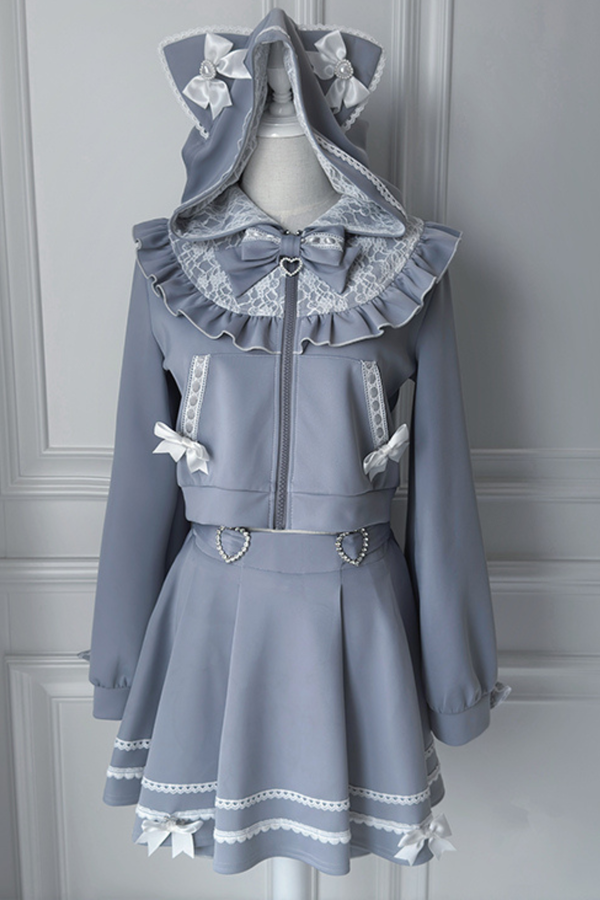 猫耳ダークフードパーカー+スカート