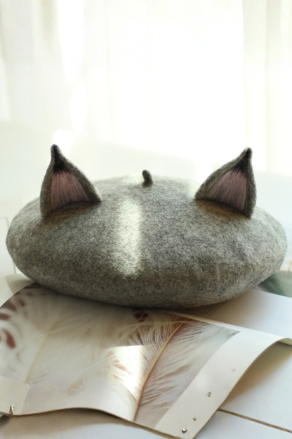 ウールフェルトキツネベレー帽