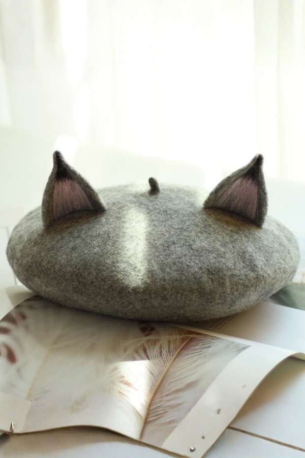 ウールフェルトキツネベレー帽