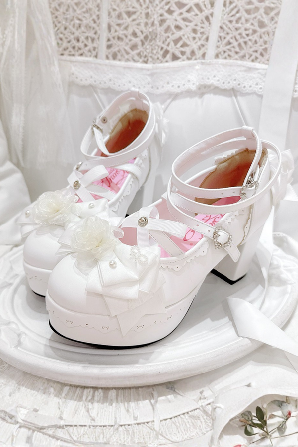 フラワーリボンダンスロリータヒール