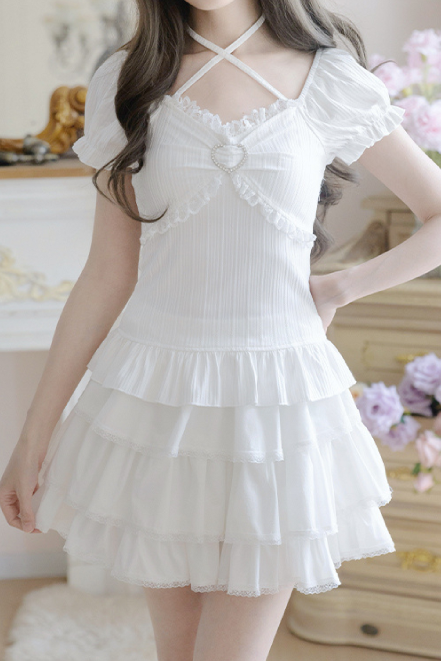 Stone Heart Cake Skirt Two Piece Set Up