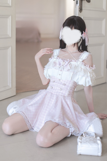 【予約商品】量産オフショルダートップス+ハイウエストスカート