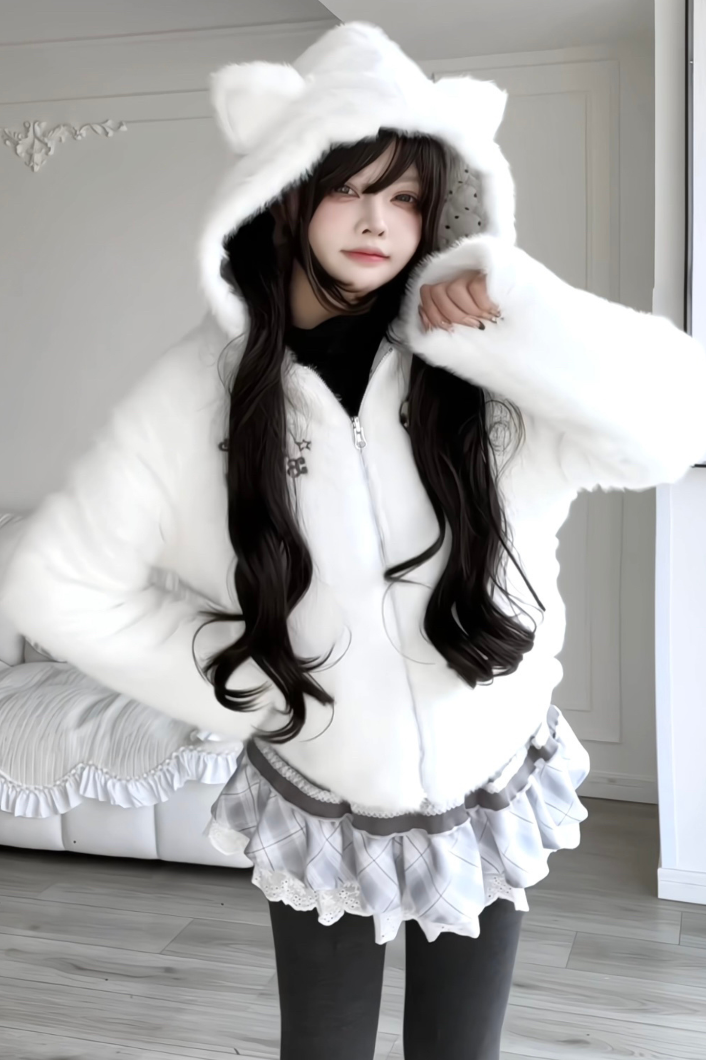 ファーベアフードリバーシブルジャケット