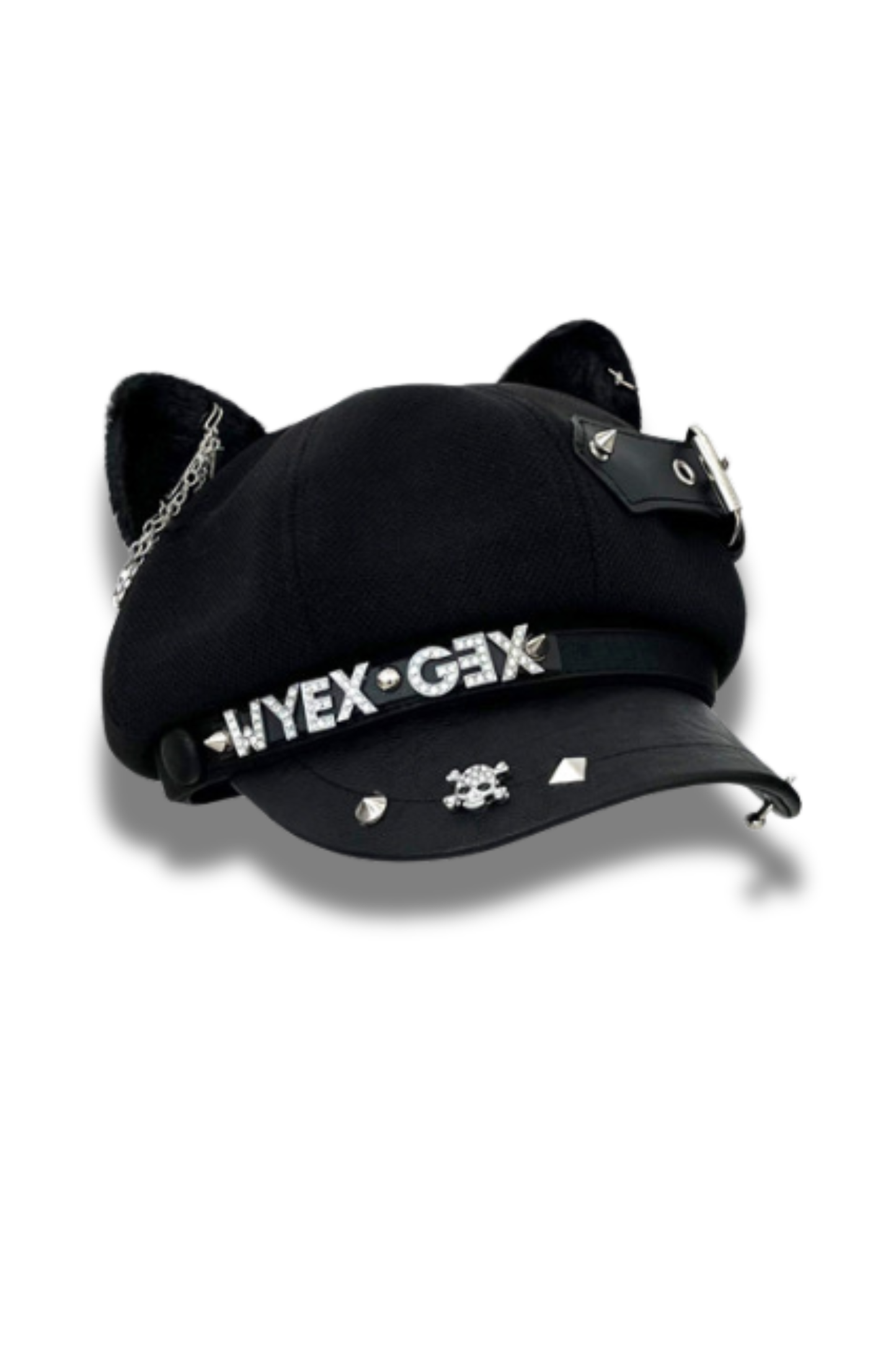 Studded Leather Cat Ear Beret