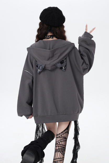 Dark Crazy Girl Loose Hooded Hoodie