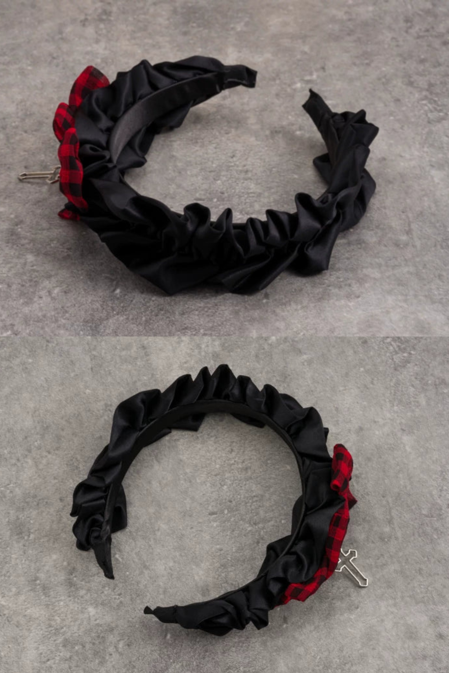 レッドチェックヘッドバンド