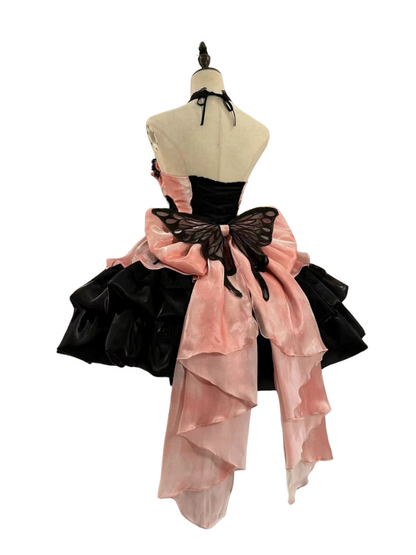 Black Pink Lolita Princess Pure Style Halter Neck Suspender Dress