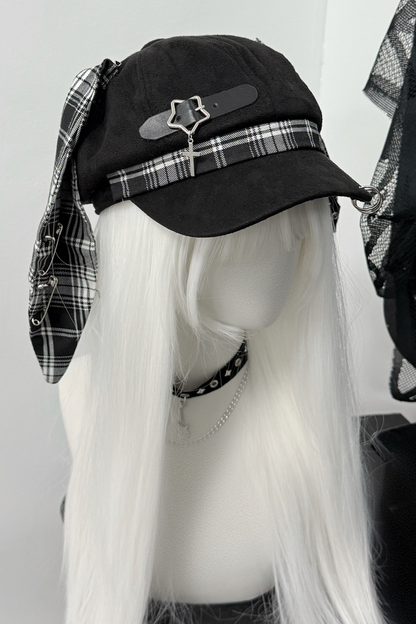 チェックうさ耳サブカルチャー帽子
