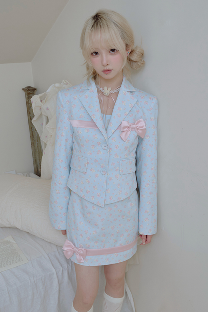 フローラルスイートリボンジャケット＋タイトスカート
