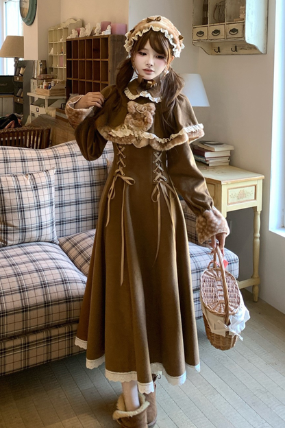 レオパードレースアップロングドレス