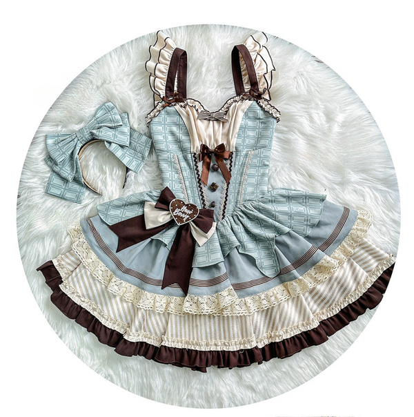Mint Chocolat Lolita Tutu Sweet Dress + Ribbon Catsuit