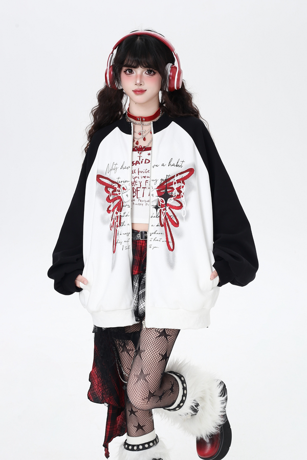 Butterfly Bicolor Loose Hoodie