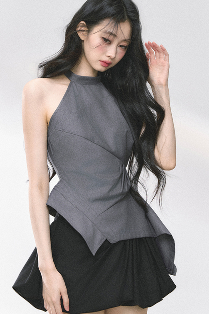 フレンチホットティーホルターネックトップス