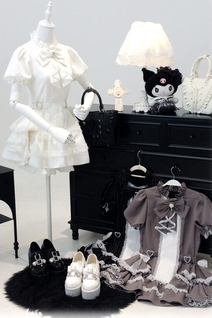 パフスリーブエレガントゴシックスタイルトップス+パンツ