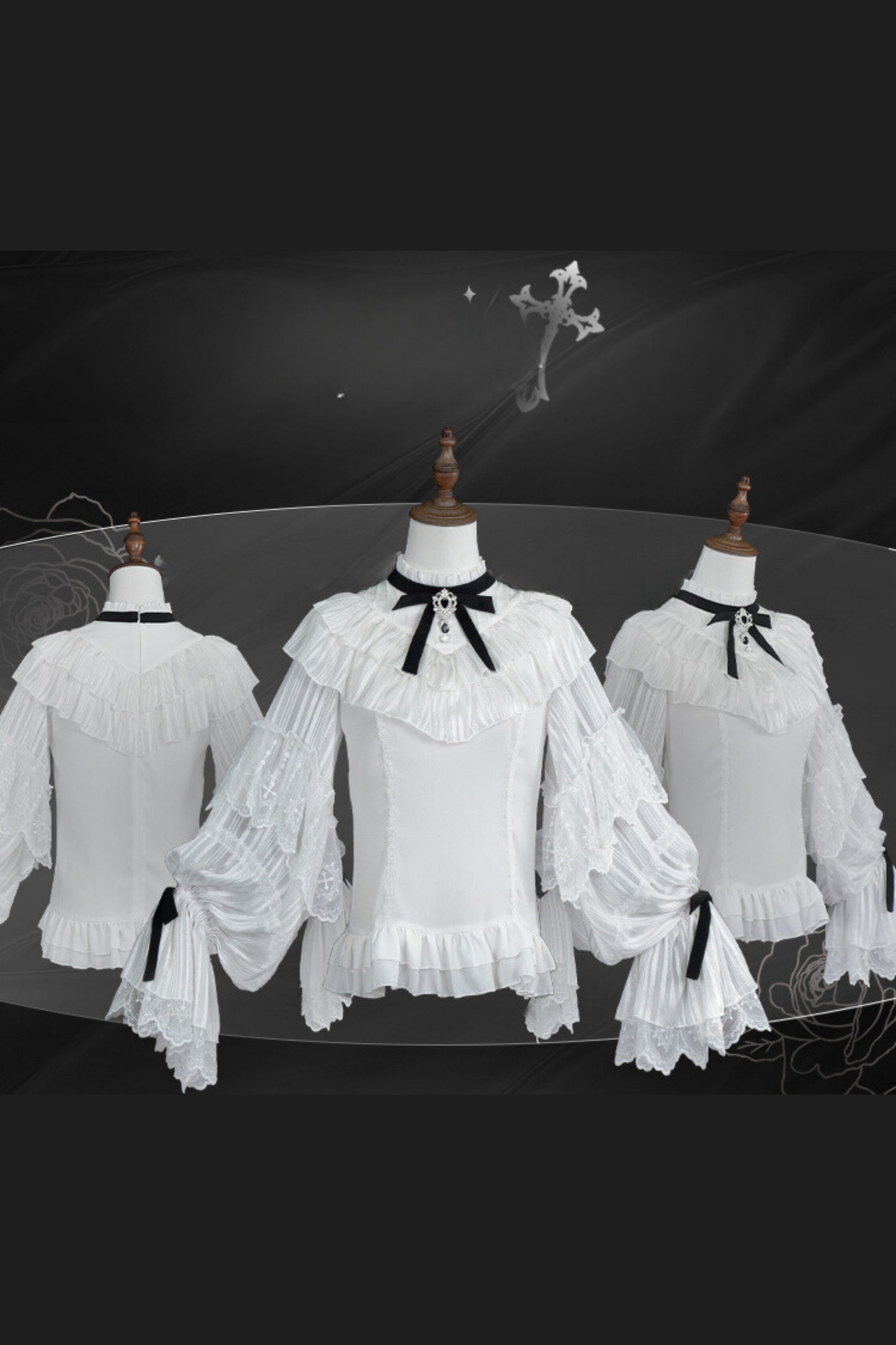 [Reservation product] Gothic lace ruffle ribbon shirt