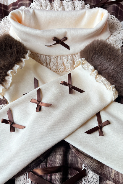 リボンタートルネックロリータトップス