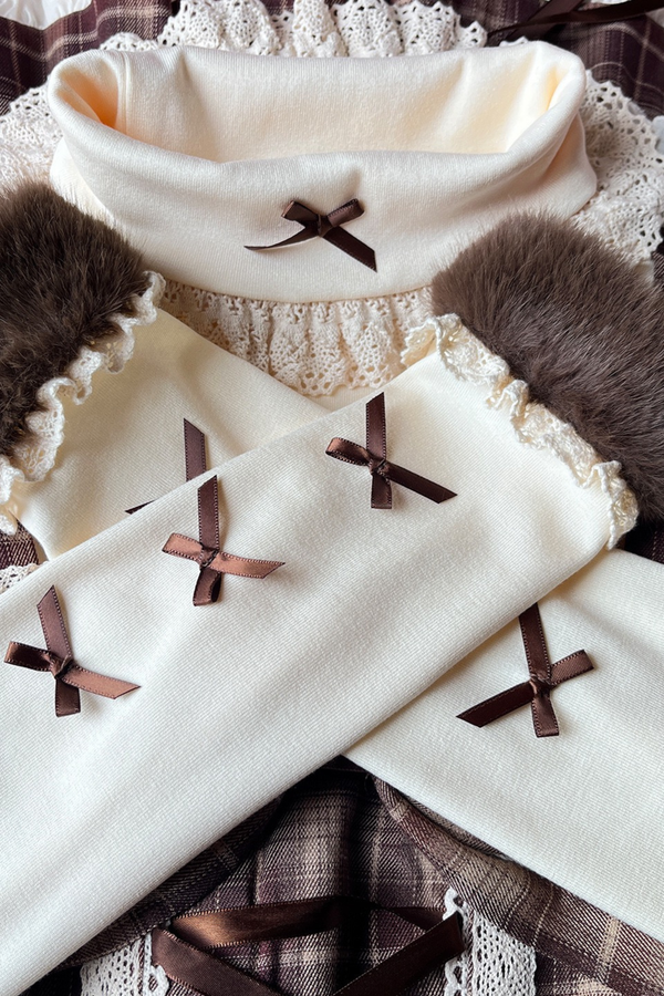 リボンタートルネックロリータトップス