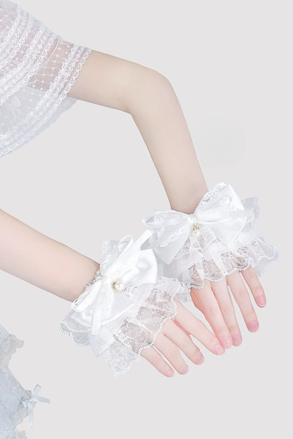 Lace Pearl Ribbon Lolita Sleeve
