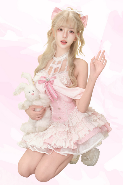 Mary Sweetheart Jacquard Dress + Ribbon + Skirt