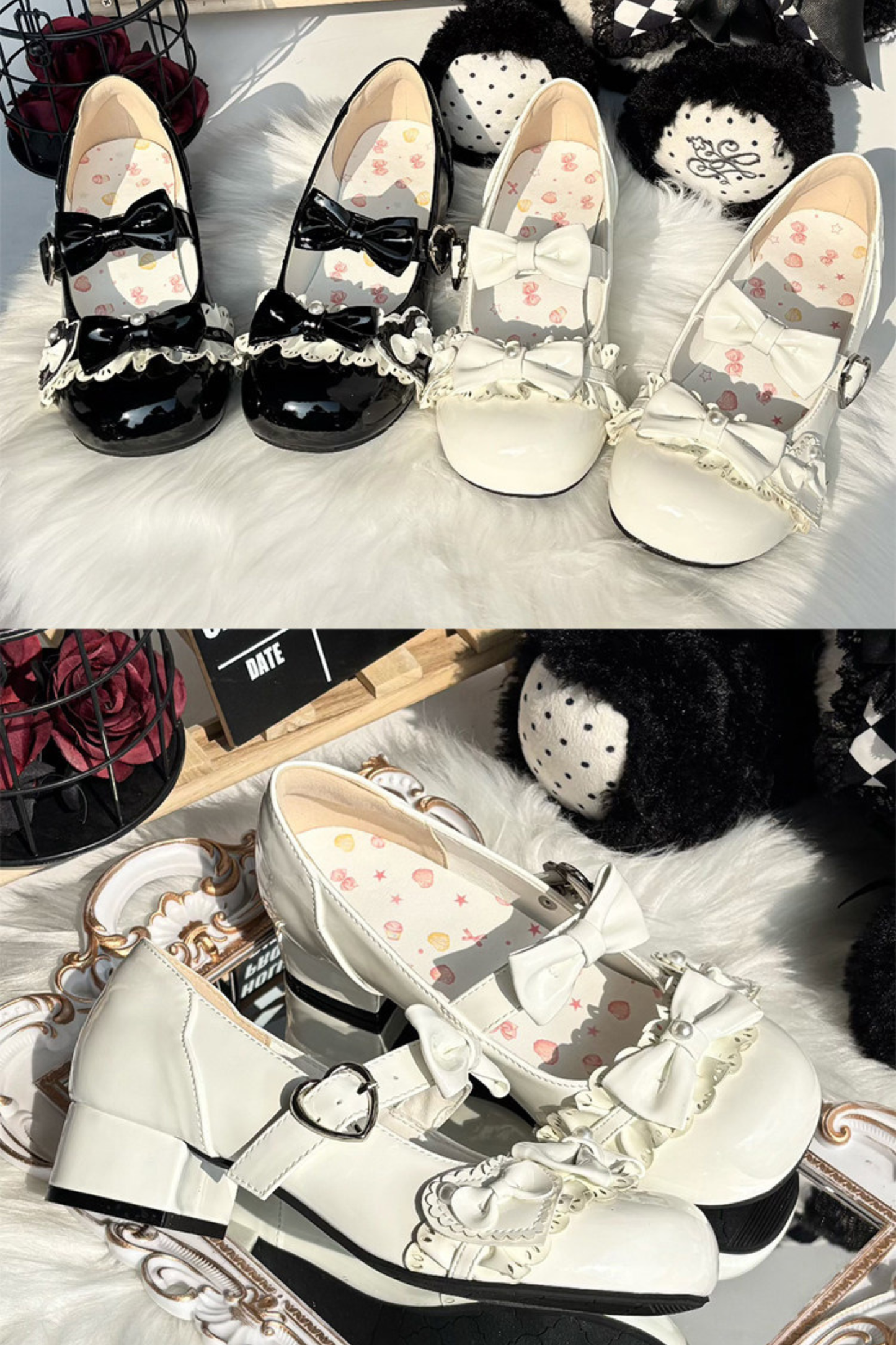 リボンムースケーキラウンドトゥロリータシューズ