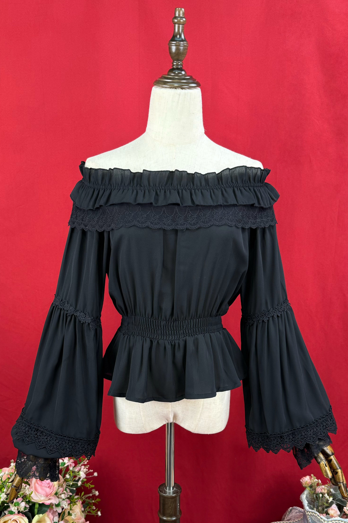 Off-the-shoulder long sleeve Lolita blouse