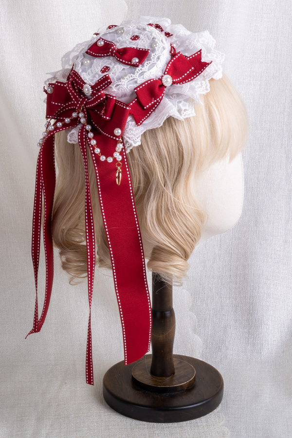 レースステッチロリータヘアバンド+ハットクリップ