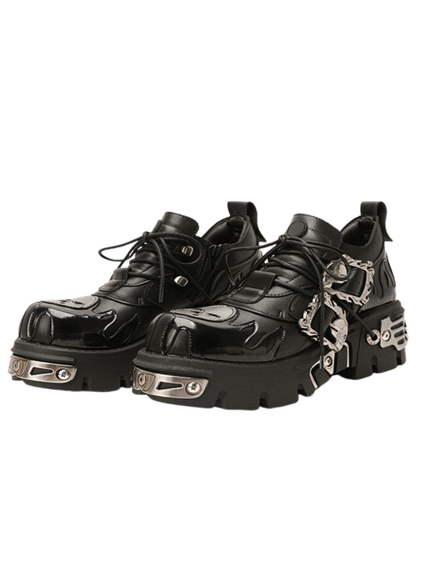 Dark Punk Frame Skull Metal Buckle Sneakers Shoes