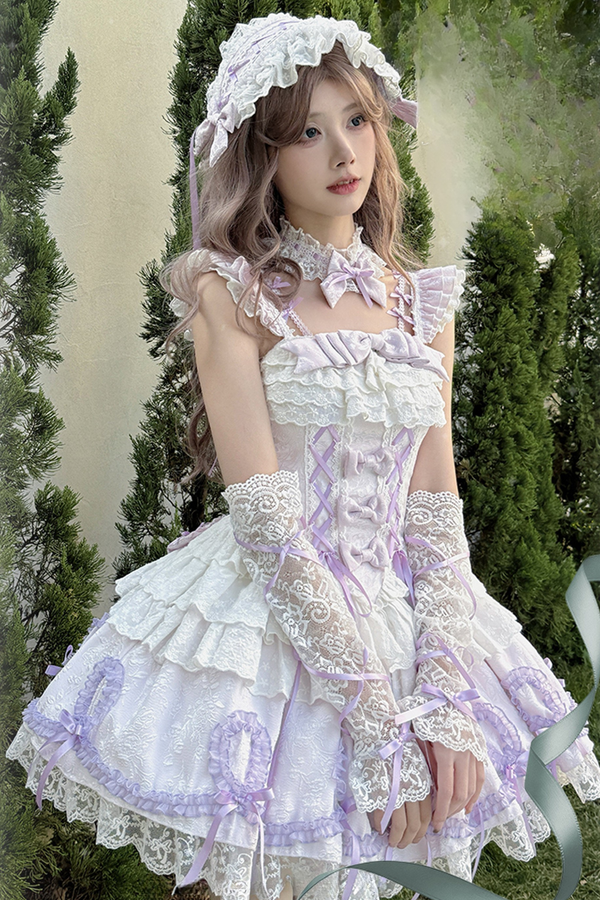 Butterfly Princess Lolita Dress + Petticoat + Clip + Frill Sleeve Shirt