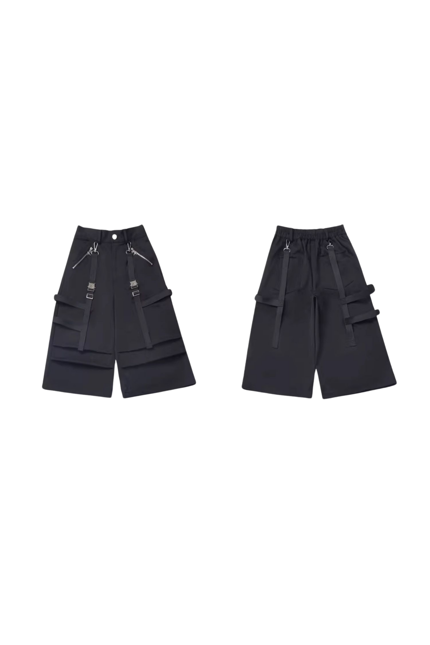 猫耳フードトップス+ルーズニットセーター+カーゴパンツ+ストラップスカート