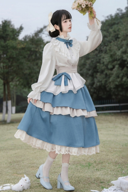 Retro Elegant Shirt + Half Skirt