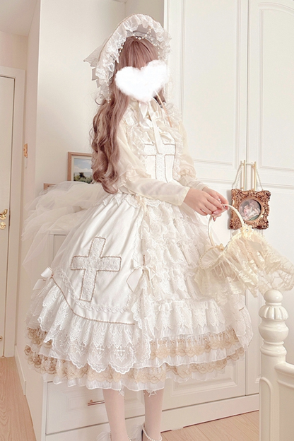 Angel Candy Friedall Flower Wedding Dress + Shawl + Bonnet