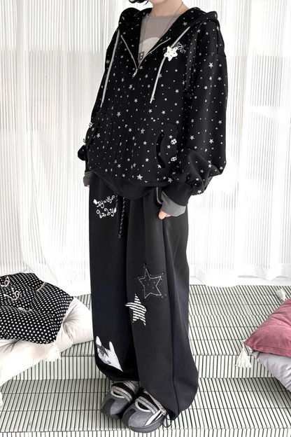 Star Design Hoodie + Loose Pants