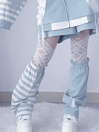 Aqua Doll Striped Leg Warmers