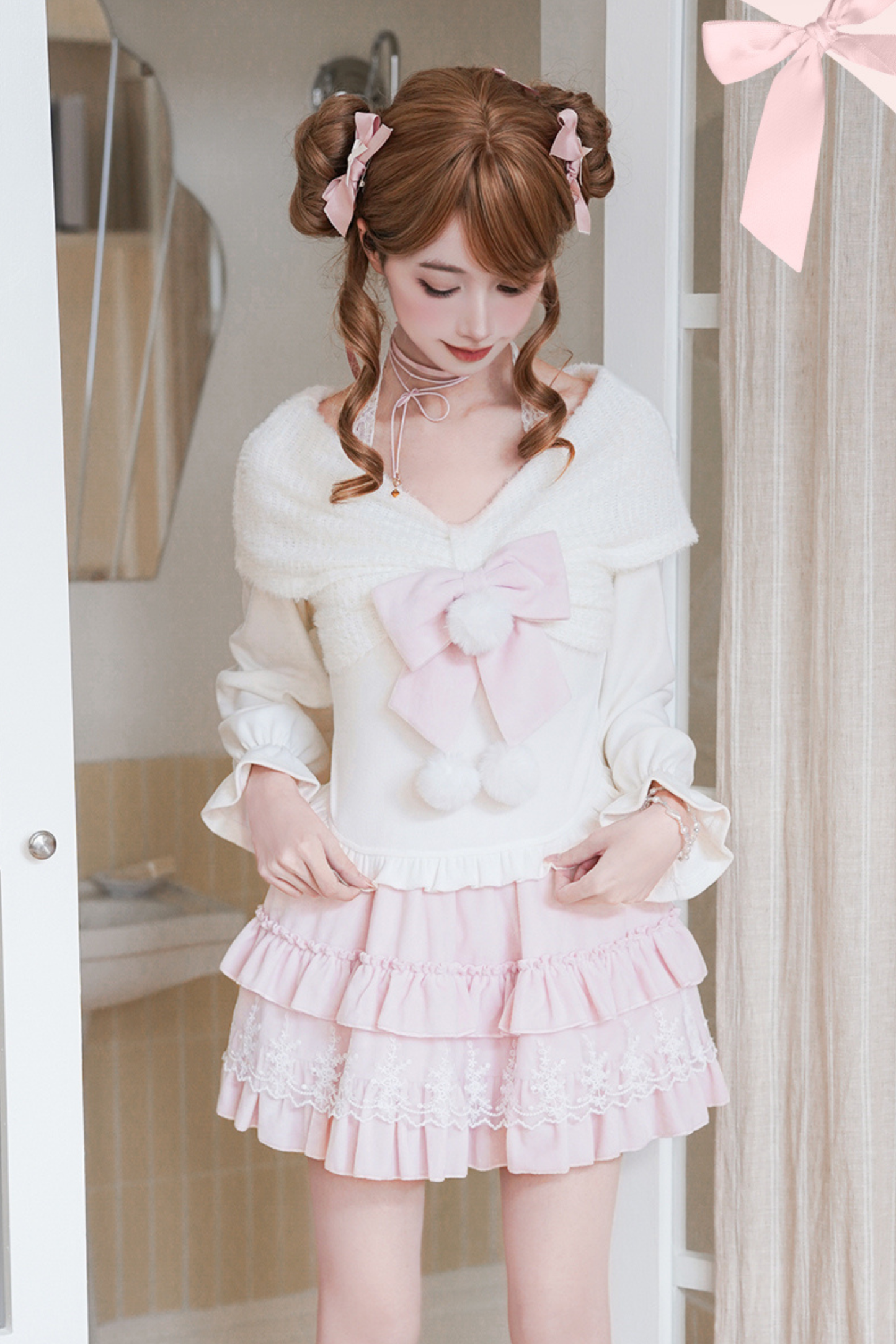 スイートリボントップス+スカート