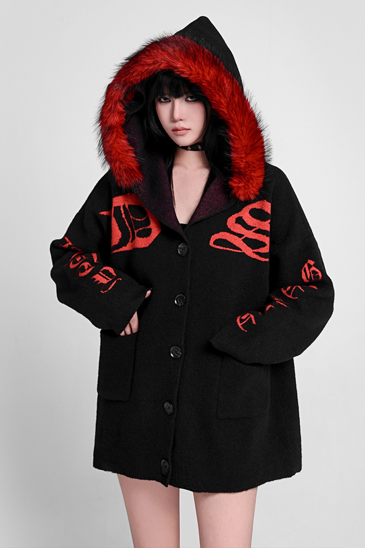 ゴシックファーフードカーディガン