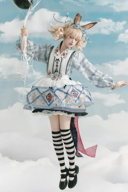 アリスワールドロリータドレス+エプロン+アクセサリー