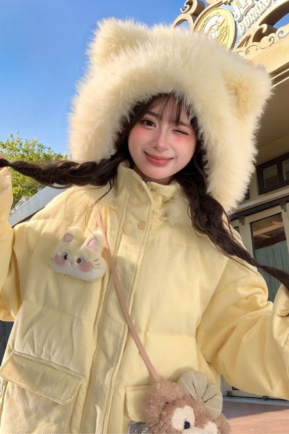 スイートイエローキャットフードジャケット