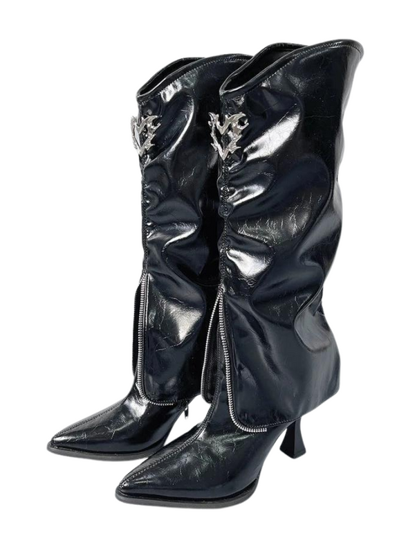 Retro Pointed Toe Stiletto Boots