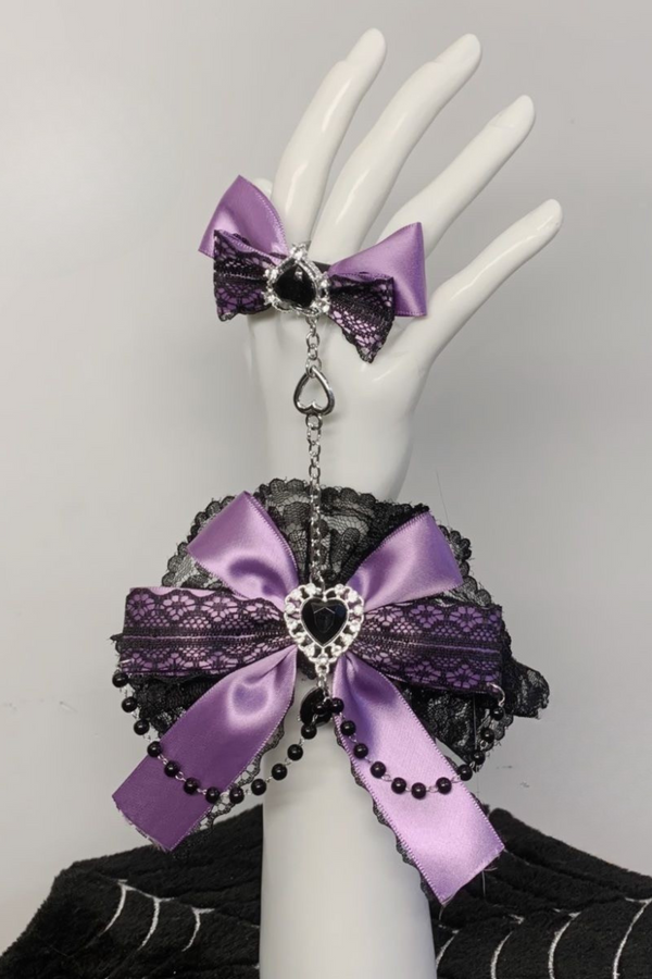 リボンラインストーンチェーンレースハンドスリーブバックチェーン